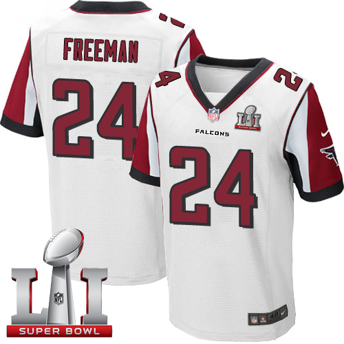 Nike Falcons #24 Devonta Freeman White Super Bowl LI 51 Men's Stitched NFL Elite Jersey - Click Image to Close